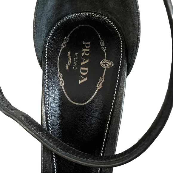 NIB Prada Sz 11 41 Vintage 1P7827 SILK FUME FLOW ANTRACITE Black Platform Pumps - Picture 3 of 12